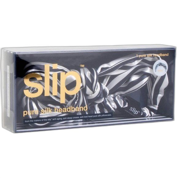 Slip Pure Silk Knot Headband Black White Stripe